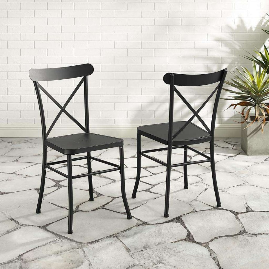 Dining * | Discount Store Astrid 2Pc Indoor/Outdoor Metal Dining Chair Set Crosley Co6270-Mb