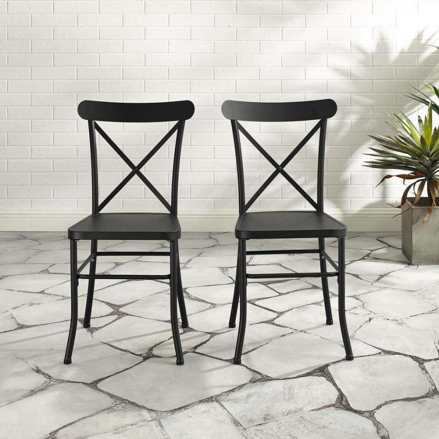 Dining * | Discount Store Astrid 2Pc Indoor/Outdoor Metal Dining Chair Set Crosley Co6270-Mb