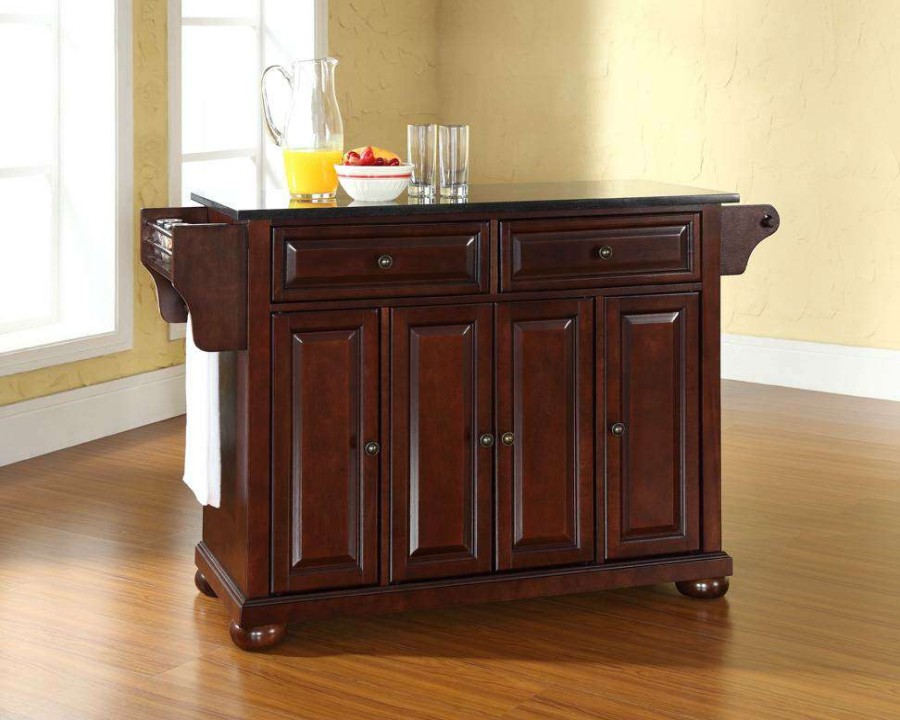 Carts & Islands * | High Quality Alexandria Granite Top Full Size Kitchen Island/Cart Mahogany/Black Crosley Kf30004Ama