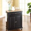 Carts & Islands * | Best-Selling Compact Wood Top Kitchen Cart Black/Natural Crosley Kf30021Ebk