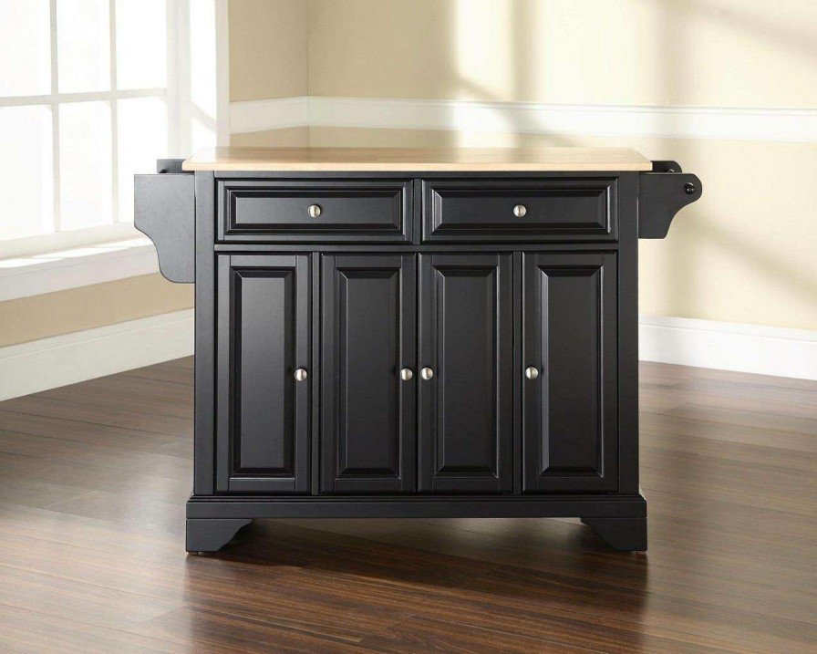 Carts & Islands * | Best-Selling Lafayette Wood Top Full Size Kitchen Island/Cart Black/Natural Crosley Kf30001Bbk