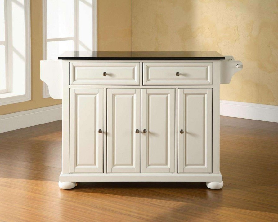 Carts & Islands * | Quick Expedition Alexandria Granite Top Full Size Kitchen Island/Cart White/Black Crosley Kf30004Awh