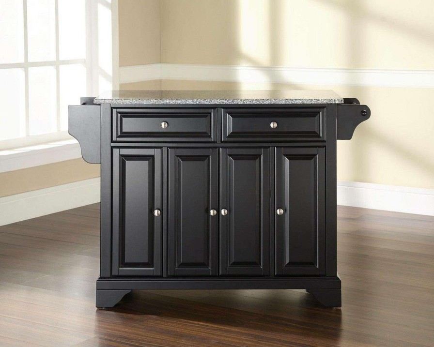 Carts & Islands * | Quick Delivery Lafayette Granite Top Full Size Kitchen Island/Cart Black/Gray Crosley Kf30003Bbk