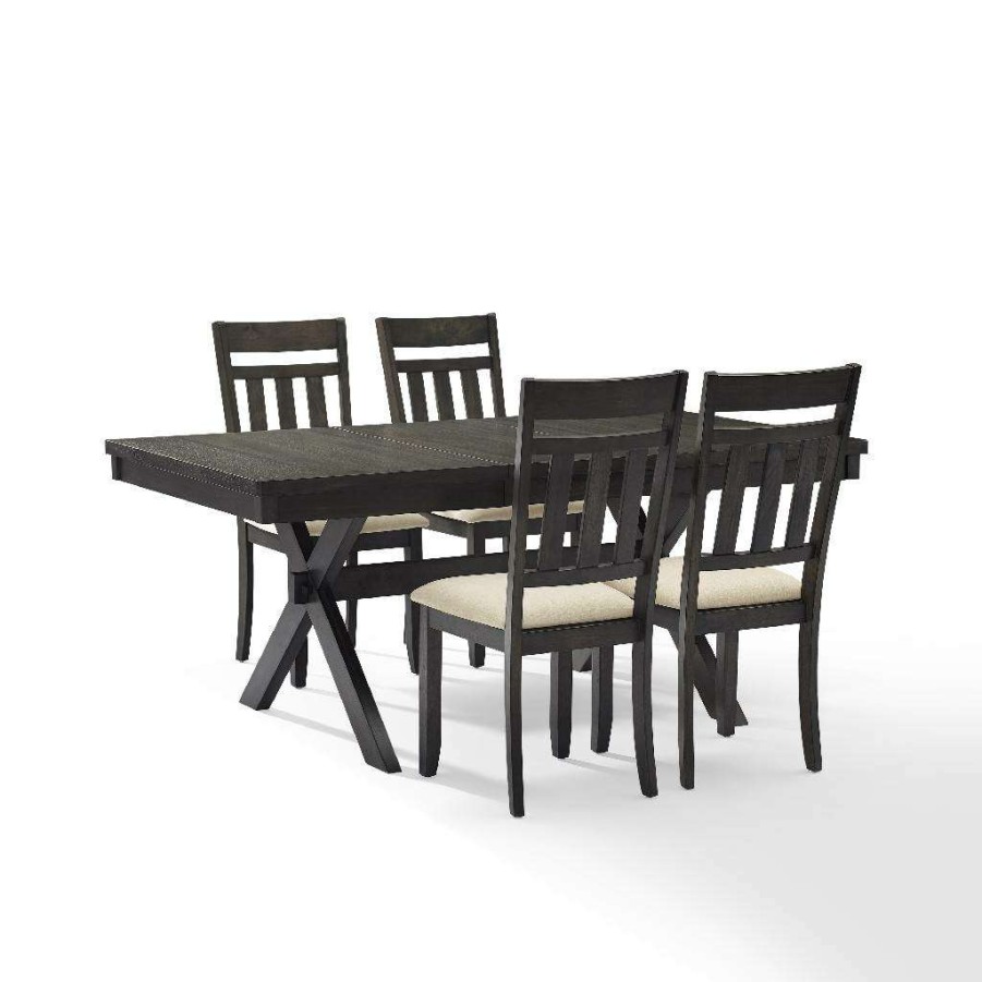 Dining * | High Quality Hayden 5Pc Dining Set Slate Table & 4 Slat Back Chairs Crosley Kf13026Sl