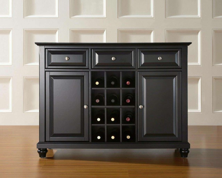 Dining * | Excellent Quality Cambridge Sideboard Cabinet W/Wine Storage Black Crosley Kf42001Dbk