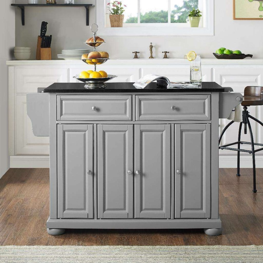 Carts & Islands * | Sale Online Alexandria Granite Top Kitchen Island/Cart Gray/Black Crosley Kf30204Agy