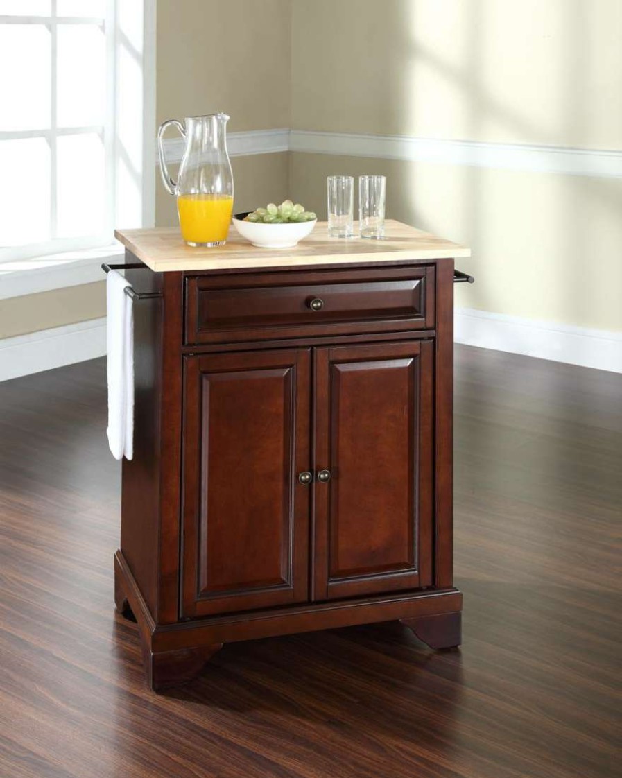 Carts & Islands * | Quick Delivery Lafayette Wood Top Portable Kitchen Island/Cart Mahogany/Natural Crosley Kf30021Bma