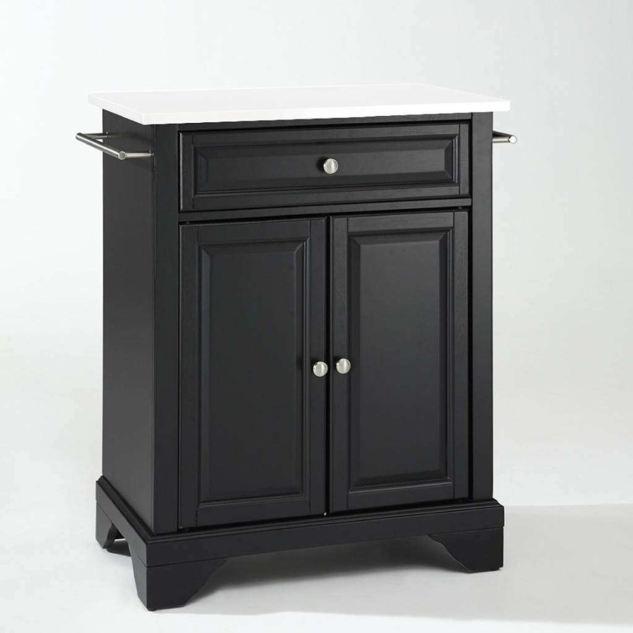 Carts & Islands * | Reliable Quality Lafayette Granite Top Portable Kitchen Island/Cart Black/White Crosley Kf30020Bbk