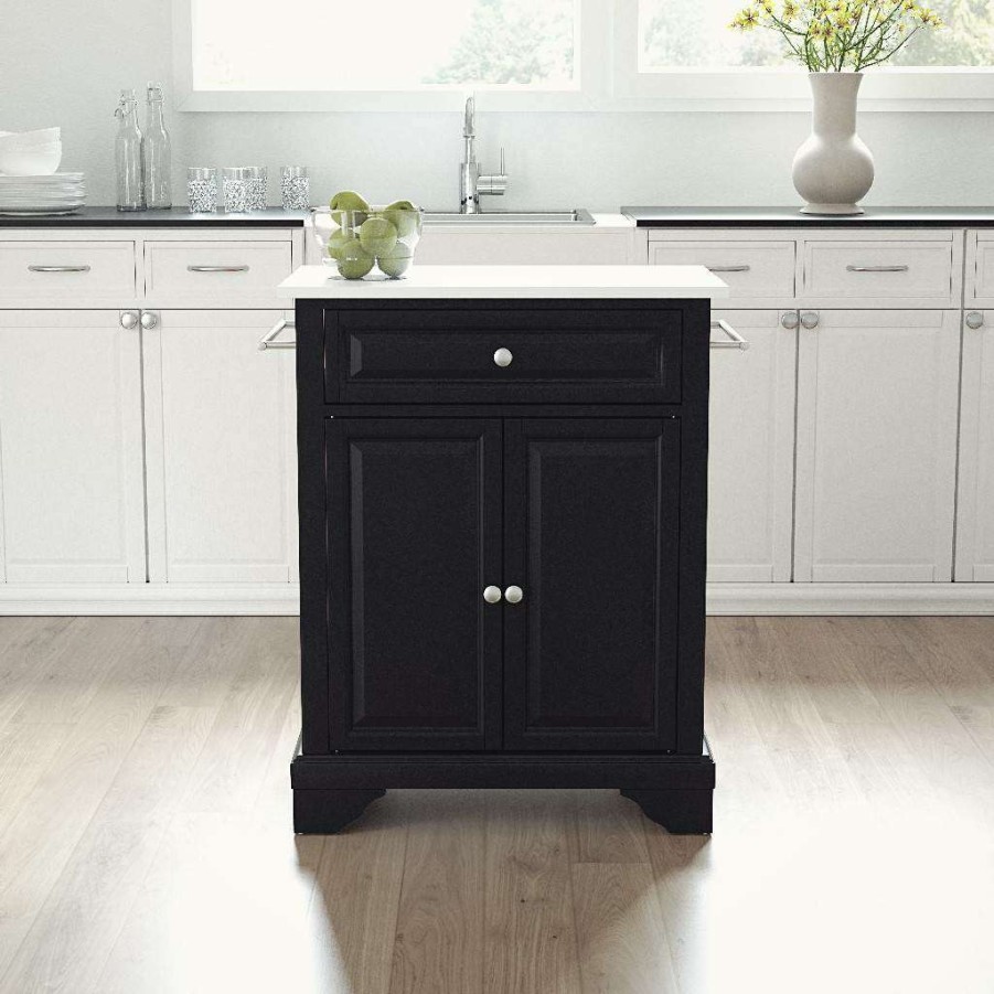 Carts & Islands * | Reliable Quality Lafayette Granite Top Portable Kitchen Island/Cart Black/White Crosley Kf30020Bbk