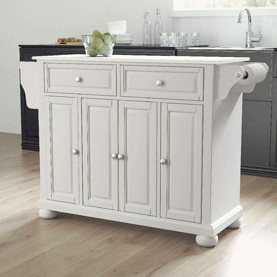 Carts & Islands * | Quick Expedition Alexandria Granite Top Full Size Kitchen Island/Cart White/White Crosley Kf30005Awh