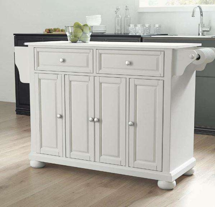 Carts & Islands * | Quick Expedition Alexandria Granite Top Full Size Kitchen Island/Cart White/White Crosley Kf30005Awh