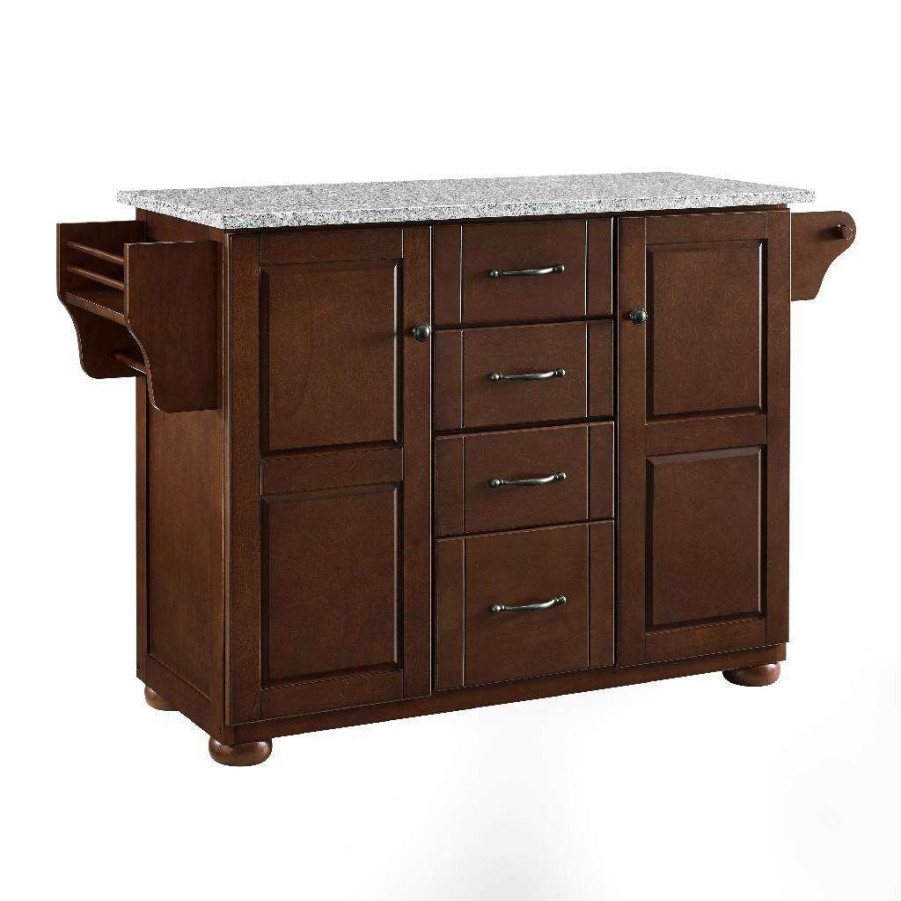 Carts & Islands * | High Quality Eleanor Granite Top Kitchen Island Mahogany/Gray Crosley Kf30173Ama