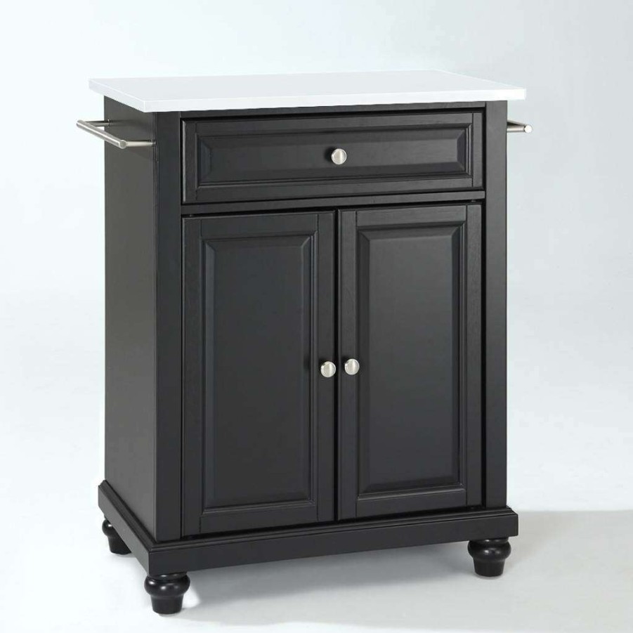 Carts & Islands * | Best Sellers Cambridge Granite Top Portable Kitchen Island/Cart Black/White Crosley Kf30020Dbk