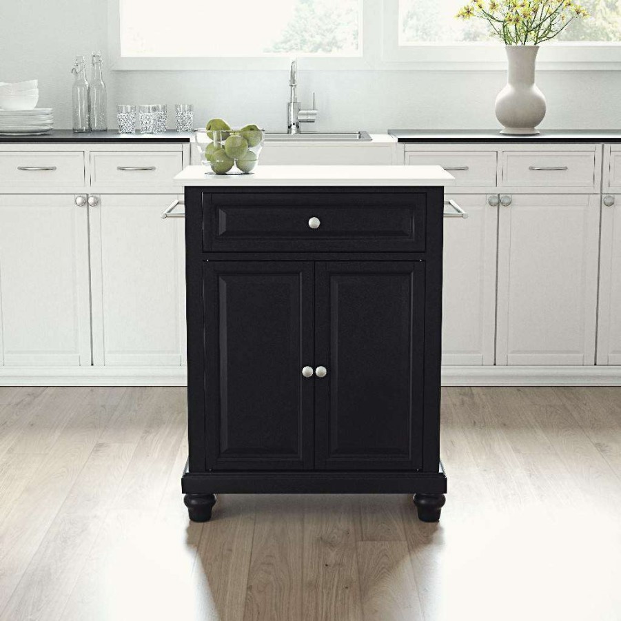 Carts & Islands * | Best Sellers Cambridge Granite Top Portable Kitchen Island/Cart Black/White Crosley Kf30020Dbk