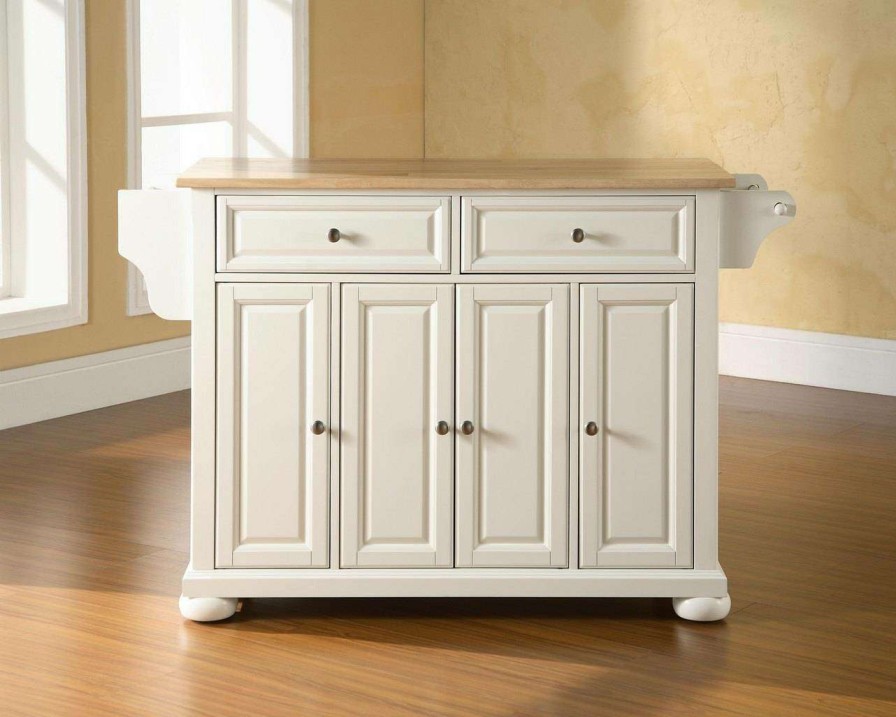 Carts & Islands * | Best Sellers Alexandria Wood Top Full Size Kitchen Island/Cart White/Natural Crosley Kf30001Awh