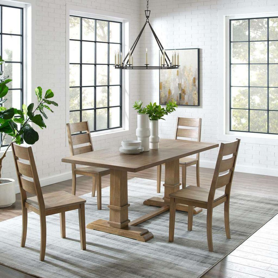 Dining * | High Quality Joanna 5Pc Dining Set Rustic Brown Table & 4 Ladder Back Chairs Crosley Kf13064Rb-Rb