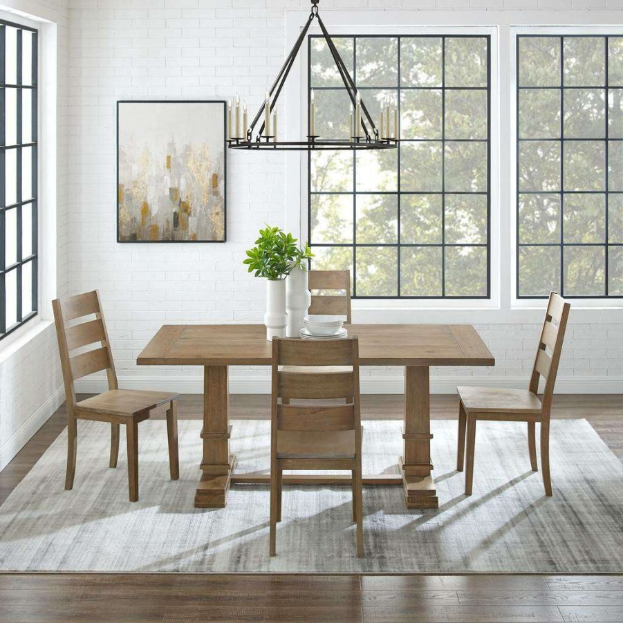 Dining * | High Quality Joanna 5Pc Dining Set Rustic Brown Table & 4 Ladder Back Chairs Crosley Kf13064Rb-Rb