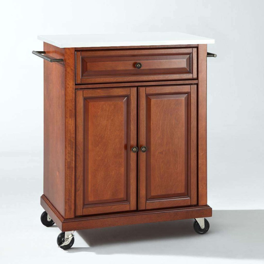 Carts & Islands * | Exclusive Compact Granite Top Kitchen Cart Cherry/White Crosley Kf30020Ech