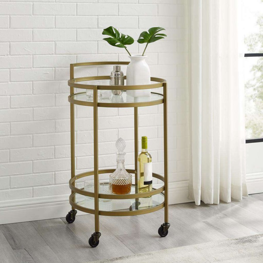 Carts & Islands * | Less Expensive Bailey Round Bar Cart Gold Crosley Cf4009-Gl