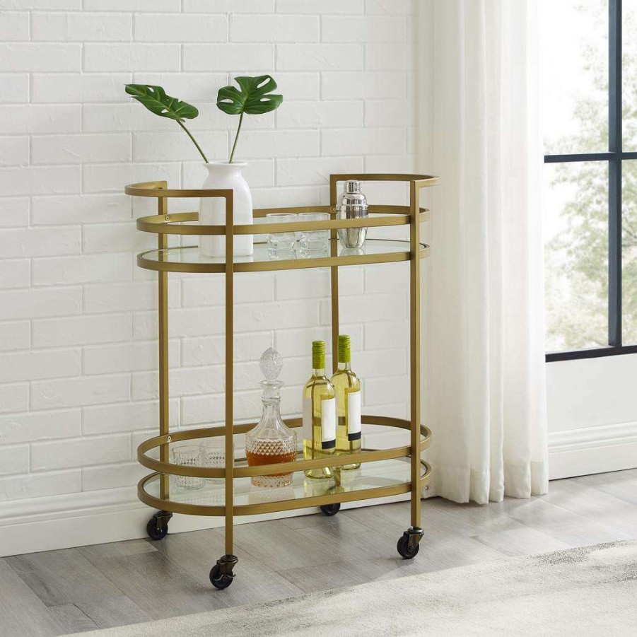 Carts & Islands * | New Bailey Bar Cart Gold Crosley Cf4010-Gl