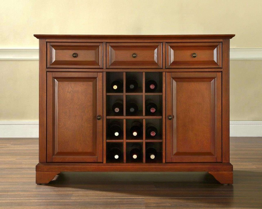 Dining * | High Quality Lafayette Sideboard Cabinet W/Wine Storage Cherry Crosley Kf42001Bch