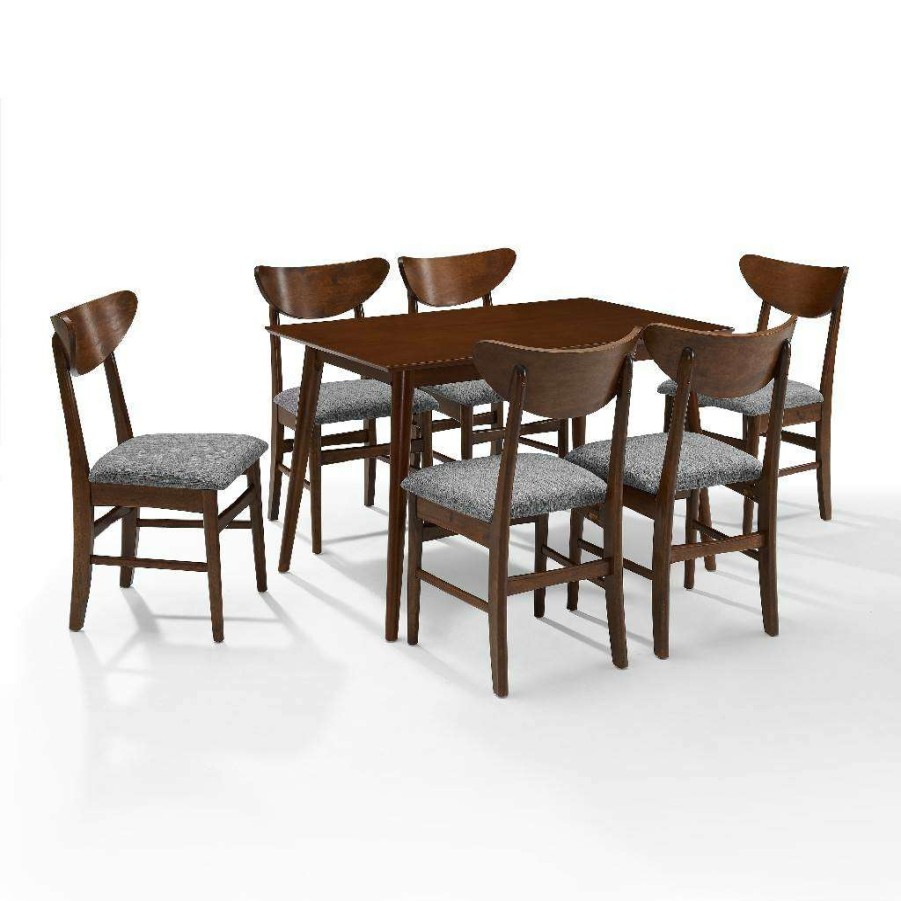 Dining * | New Landon 7Pc Dining Set Mahogany Table, 6 Wood Chairs Crosley Kf13048Ma