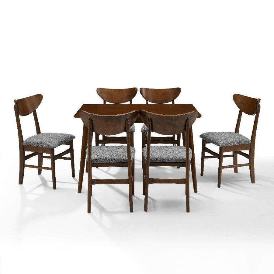 Dining * | New Landon 7Pc Dining Set Mahogany Table, 6 Wood Chairs Crosley Kf13048Ma