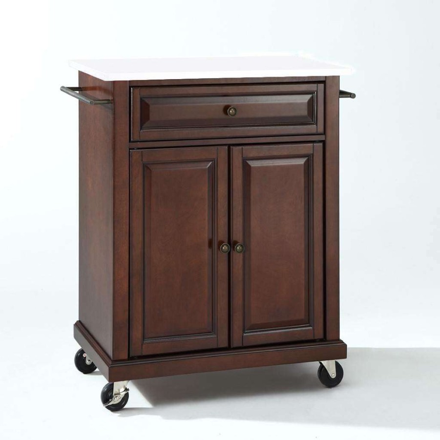 Carts & Islands * | Discount Store Compact Granite Top Kitchen Cart Mahogany/White Crosley Kf30020Ema