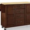 Carts & Islands * | Exclusive Eleanor Wood Top Kitchen Cart Mahogany/Natural Crosley Kf30171Ema