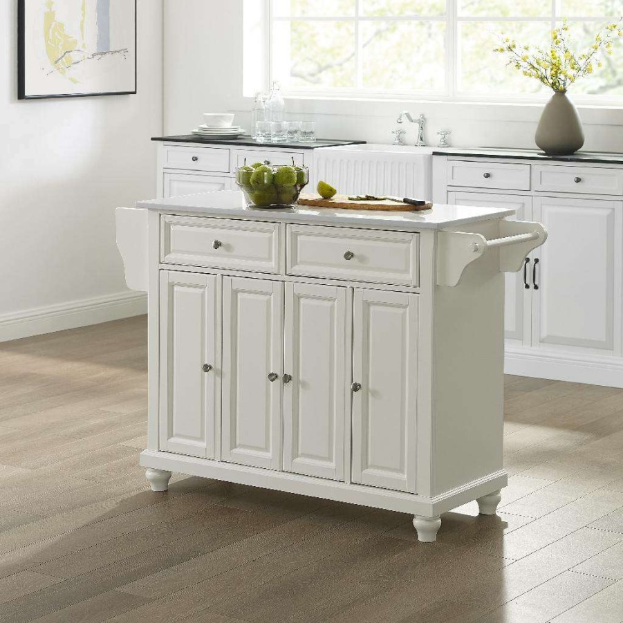 Carts & Islands * | Classical Cambridge Granite Top Full Size Kitchen Island/Cart White/White Crosley Kf30005Dwh