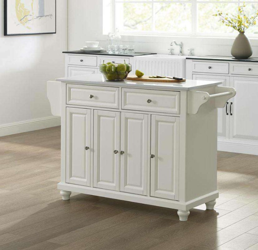 Carts & Islands * | Classical Cambridge Granite Top Full Size Kitchen Island/Cart White/White Crosley Kf30005Dwh