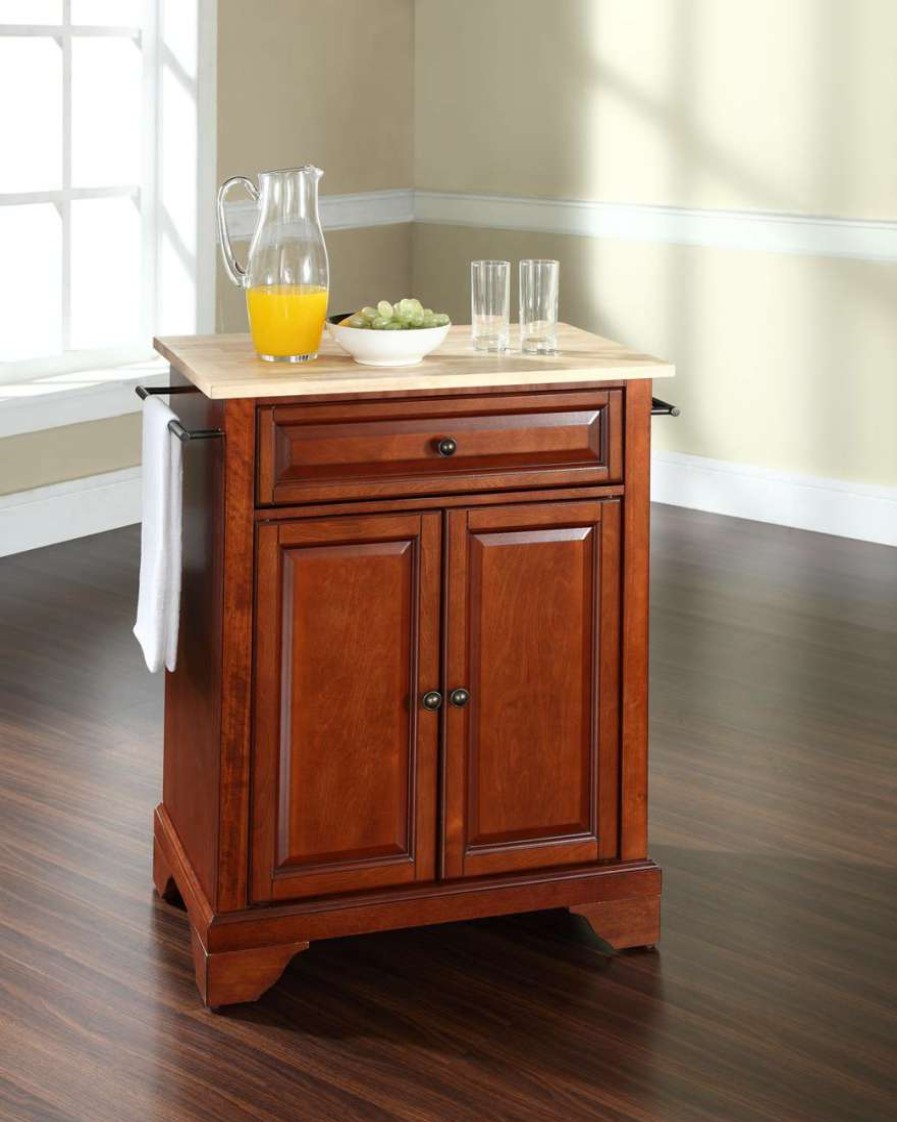 Carts & Islands * | Exclusive Design Lafayette Wood Top Portable Kitchen Island/Cart Cherry/Natural Crosley Kf30021Bch