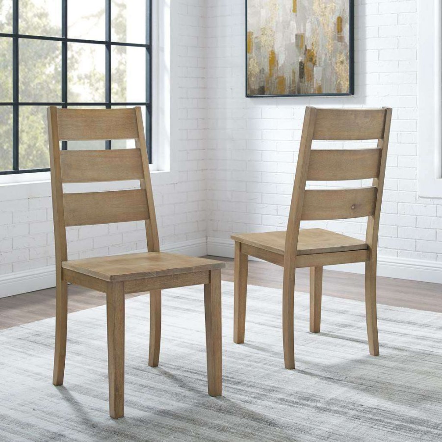 Dining * | Best Sellers Joanna 2Pc Ladder Back Chair Set Rustic Brown 2 Ladder Back Chairs Crosley Cf501217-Rb