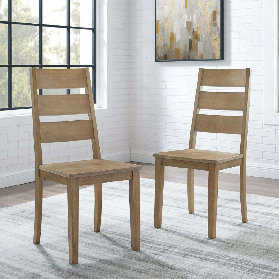 Dining * | Best Sellers Joanna 2Pc Ladder Back Chair Set Rustic Brown 2 Ladder Back Chairs Crosley Cf501217-Rb