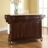 Carts & Islands * | Shop New Full Size Wood Top Kitchen Cart Mahogany/Natural Crosley Kf30001Ema