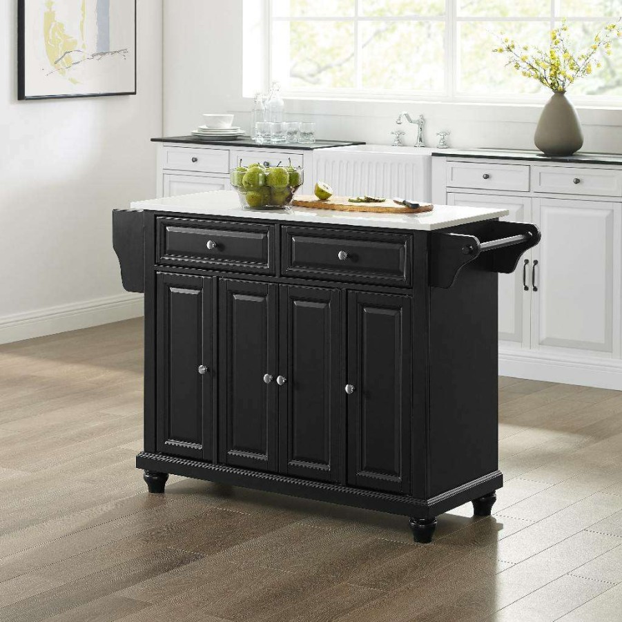 Carts & Islands * | Online Discount Cambridge Granite Top Full Size Kitchen Island/Cart Black/White Crosley Kf30005Dbk