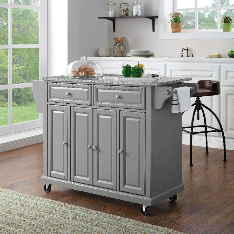 Carts & Islands * | Limited Edition Full Size Granite Top Kitchen Cart Gray/Gray Crosley Kf30003Egy