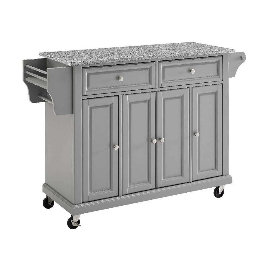 Carts & Islands * | Limited Edition Full Size Granite Top Kitchen Cart Gray/Gray Crosley Kf30003Egy