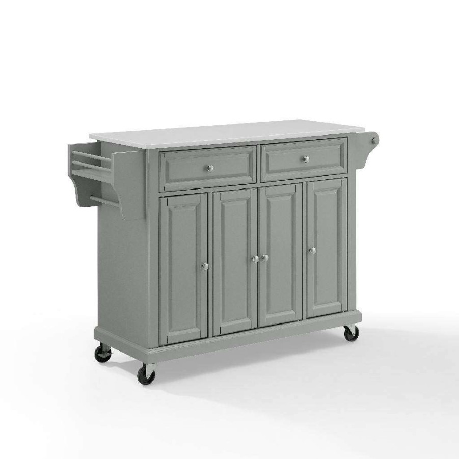 Carts & Islands * | Shop New Full Size Granite Top Kitchen Cart Gray/White Crosley Kf30005Egy