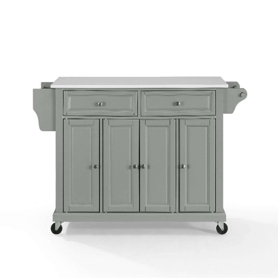 Carts & Islands * | Shop New Full Size Granite Top Kitchen Cart Gray/White Crosley Kf30005Egy