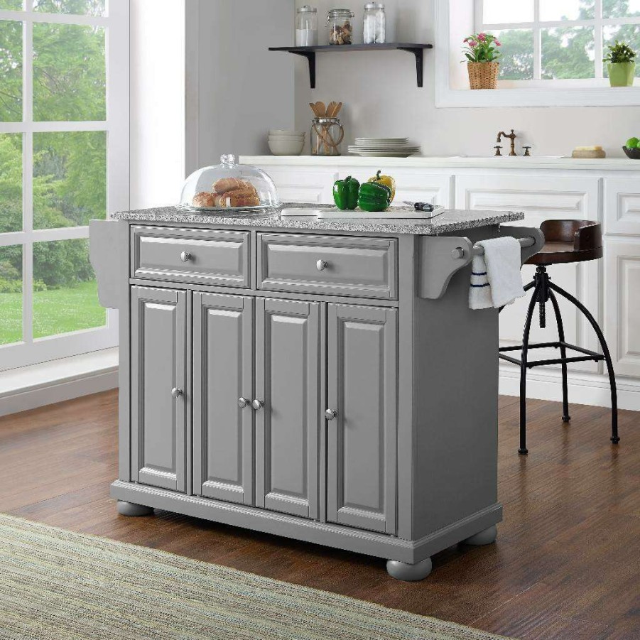 Carts & Islands * | Less Expensive Alexandria Granite Top Kitchen Island/Cart Gray/Gray Crosley Kf30203Agy