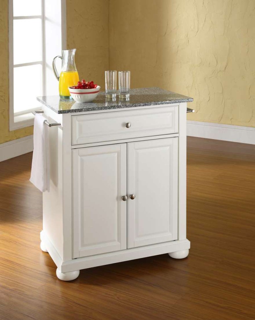 Carts & Islands * | Sells Cheap Alexandria Granite Top Portable Kitchen Island/Cart White/Gray Crosley Kf30023Awh