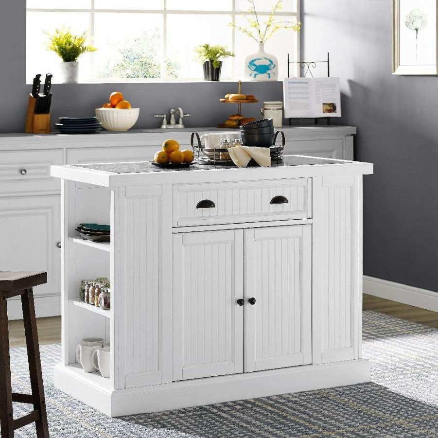 Carts & Islands * | High Quality Seaside Kitchen Island White Crosley Kf31005-Wh