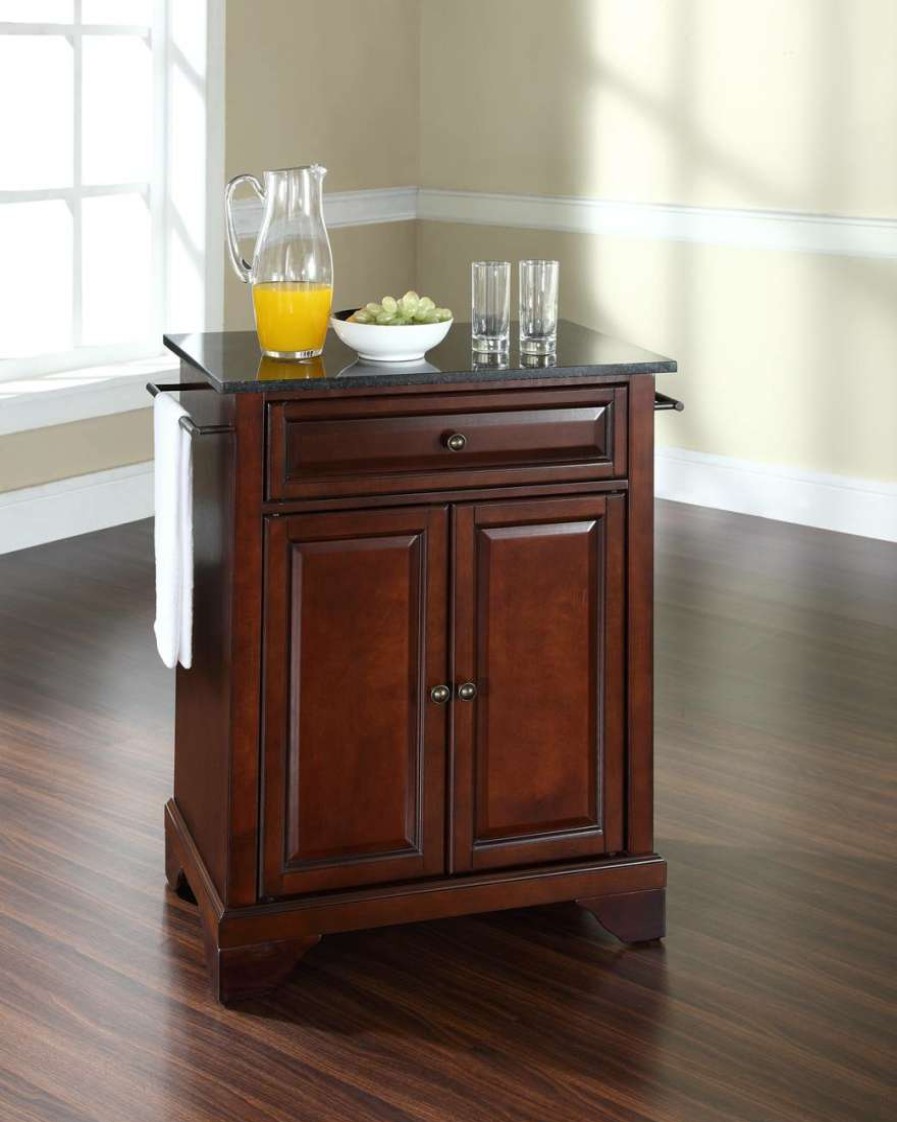 Carts & Islands * | Less Expensive Lafayette Granite Top Portable Kitchen Island/Cart Mahogany/Black Crosley Kf30024Bma