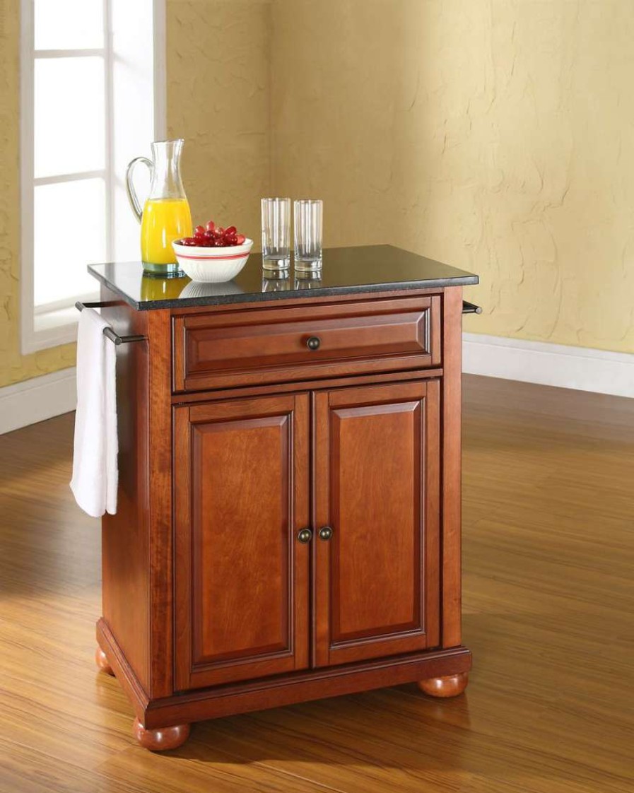 Carts & Islands * | Shop New Alexandria Granite Top Portable Kitchen Island/Cart Cherry/Black Crosley Kf30024Ach