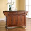 Carts & Islands * | Discount Store Full Size Granite Top Kitchen Cart Cherry/Black Crosley Kf30004Ech