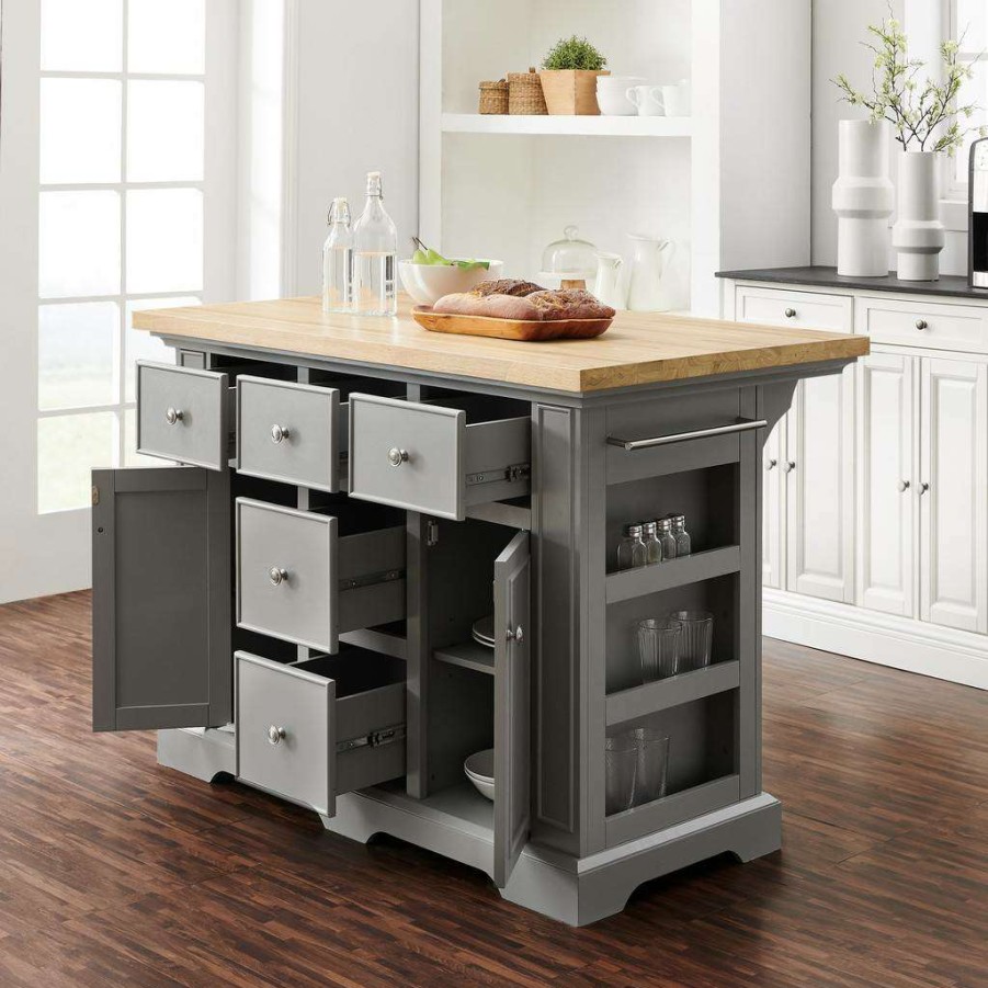 Carts & Islands * | Online Discount Julia Wood Top Kitchen Island Gray/ Natural Crosley Kf30025Gy-Na