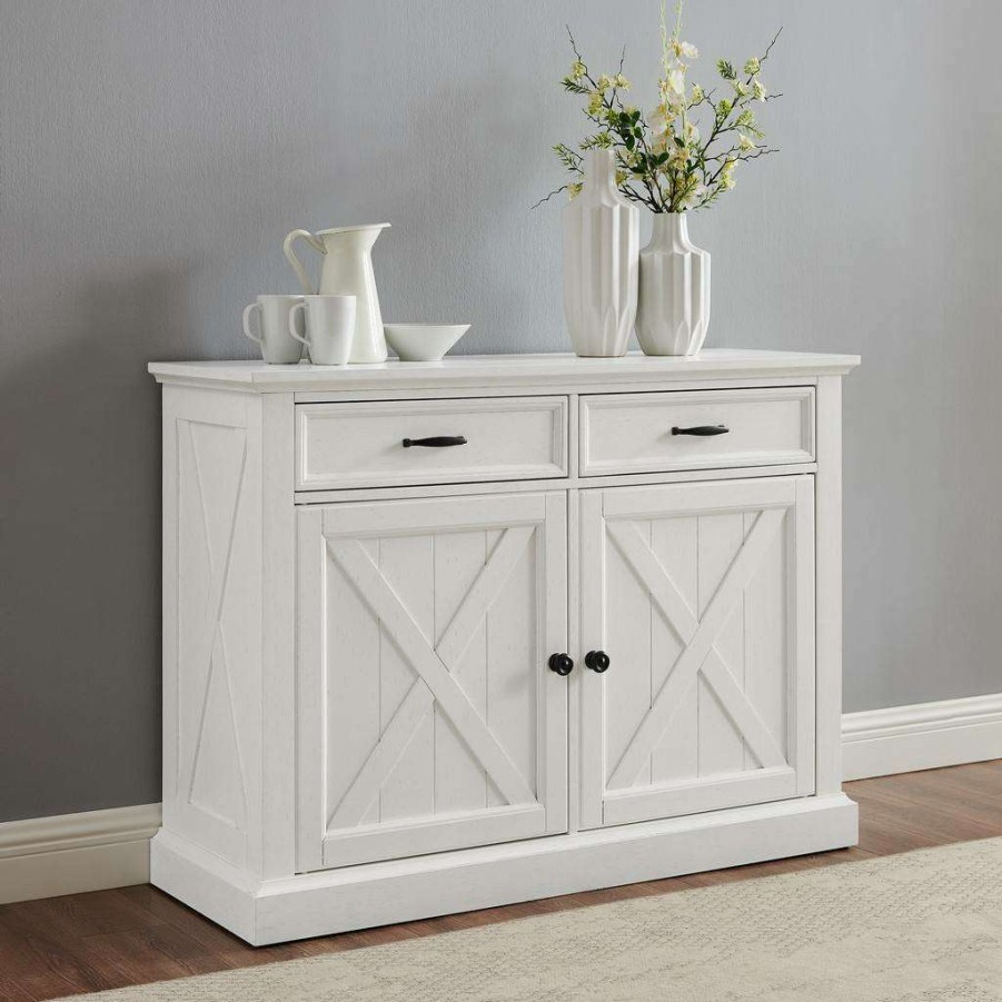 Dining * | Lower Price Clifton Sideboard Distressed White Crosley Cf4210-Wh