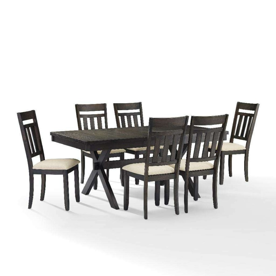 Dining * | Quick Delivery Hayden 7Pc Dining Set Slate Table & 6 Slat Back Chairs Crosley Kf13029Sl