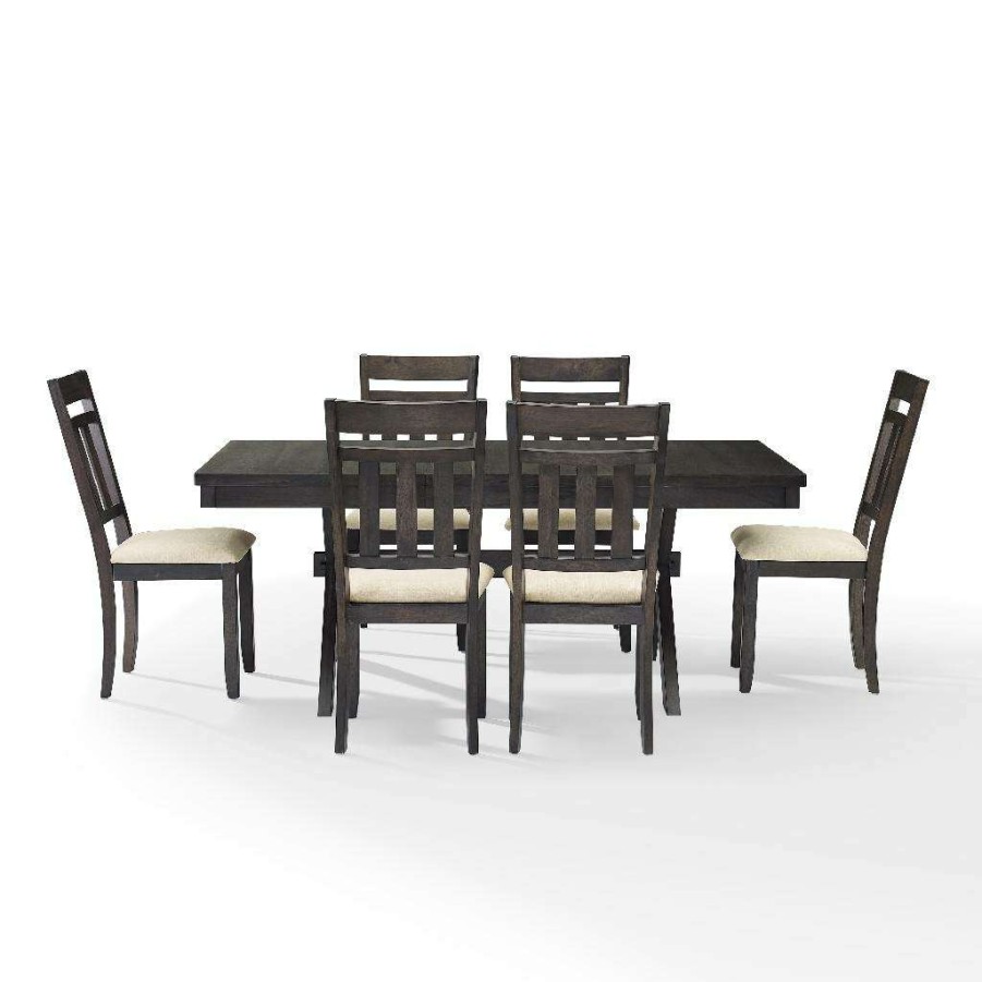 Dining * | Quick Delivery Hayden 7Pc Dining Set Slate Table & 6 Slat Back Chairs Crosley Kf13029Sl